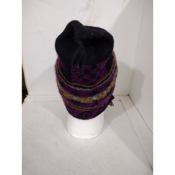 Vintage Columbia Adult Unisex Wool Alpaca Blend Winter Beanie Purple Blk Copper - Picture 4 of 11